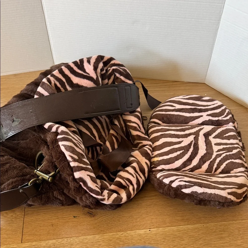 Chic Brown and Pink Zebra Dog Carrier Pet Carrier Reversible